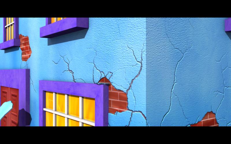 The Other Men in Black blue wall with cracks