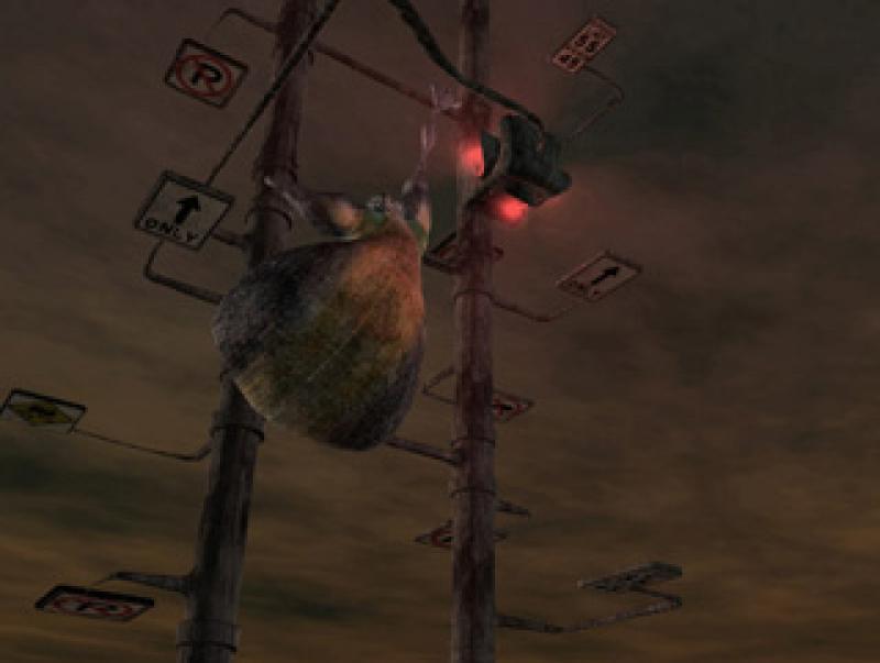 Only Character climbing street signs