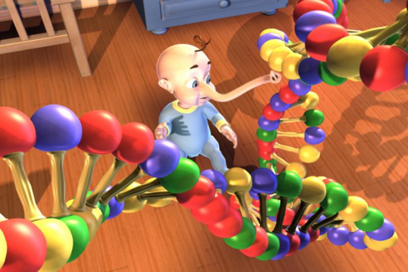 Spliced Animated child with an elephant trunk for a nose