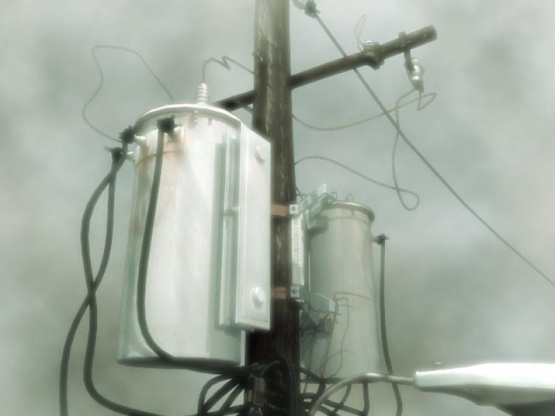 Wire Telephone poll with wires