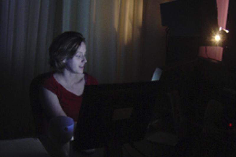 New ground Woman working behind computer