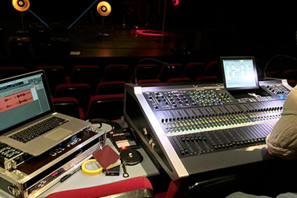 audio mixing console in ACCAD Motion Lab