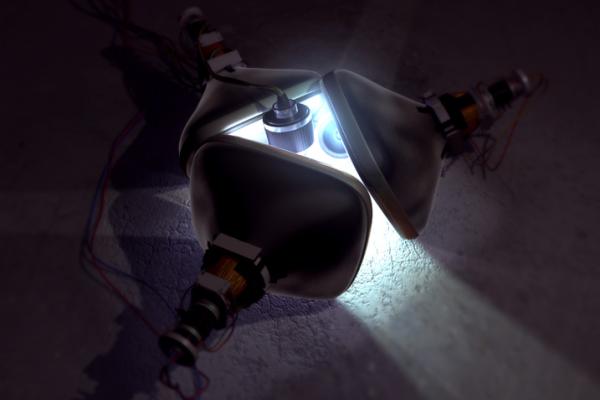 Three lights facing each other