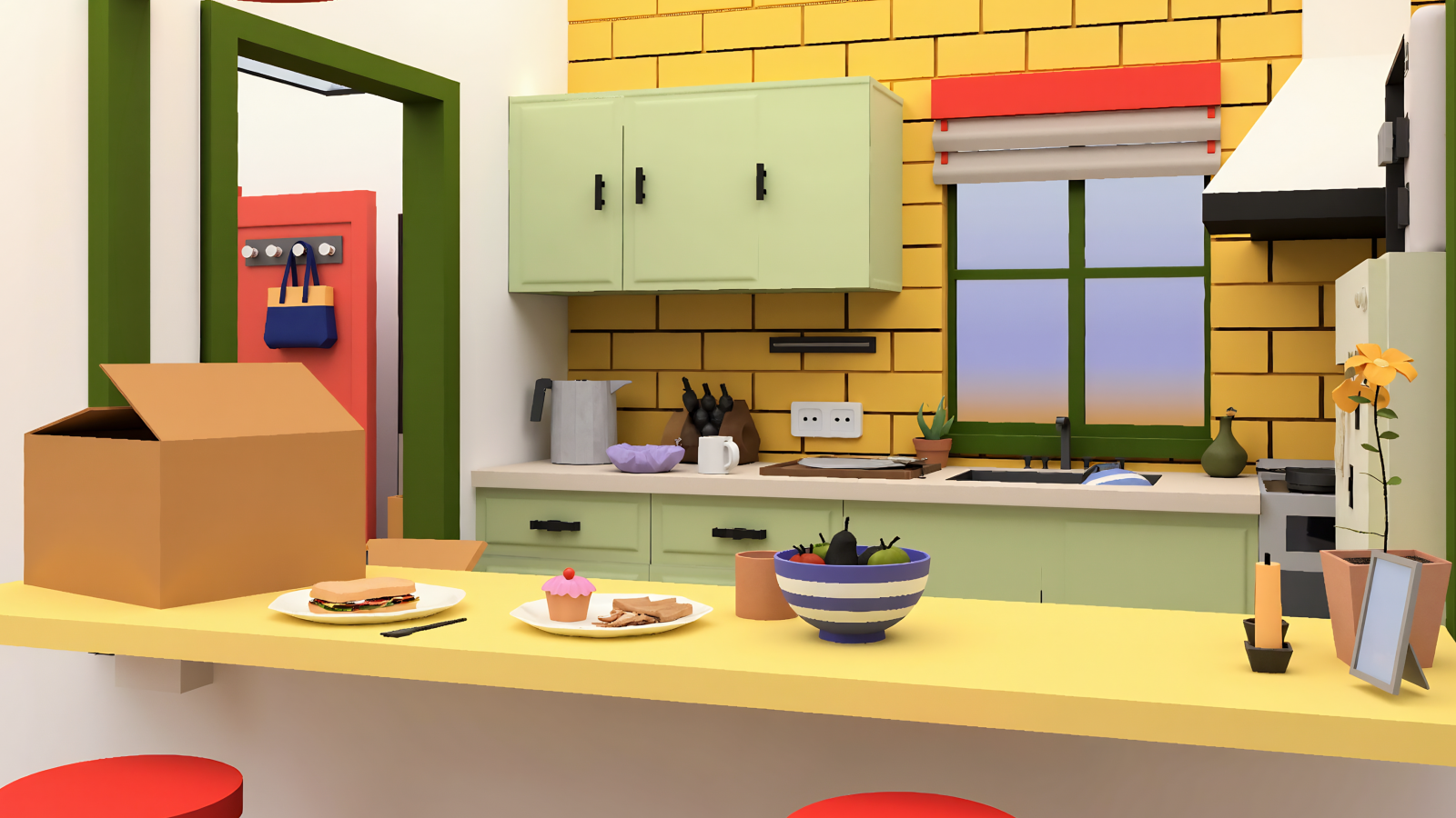 Virtual home kitchen room environment 